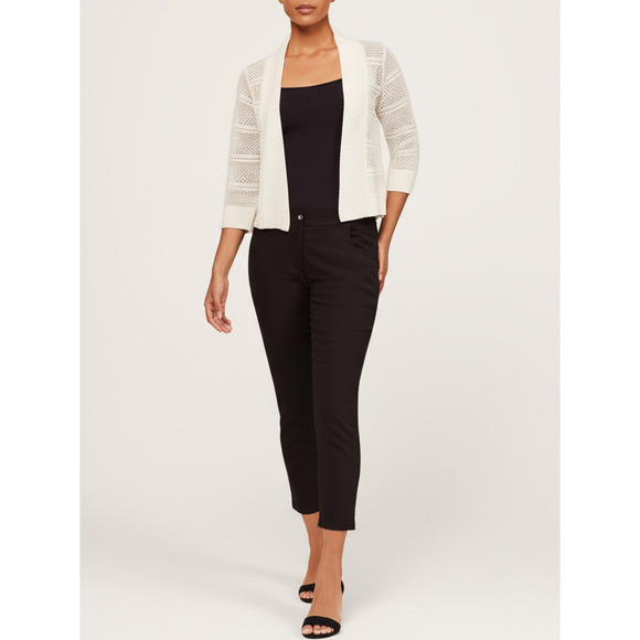 RN Studio Cardigan Womens Size M Cream Open Front Textured Knit Ribbed Cozy - Picture 5 of 6